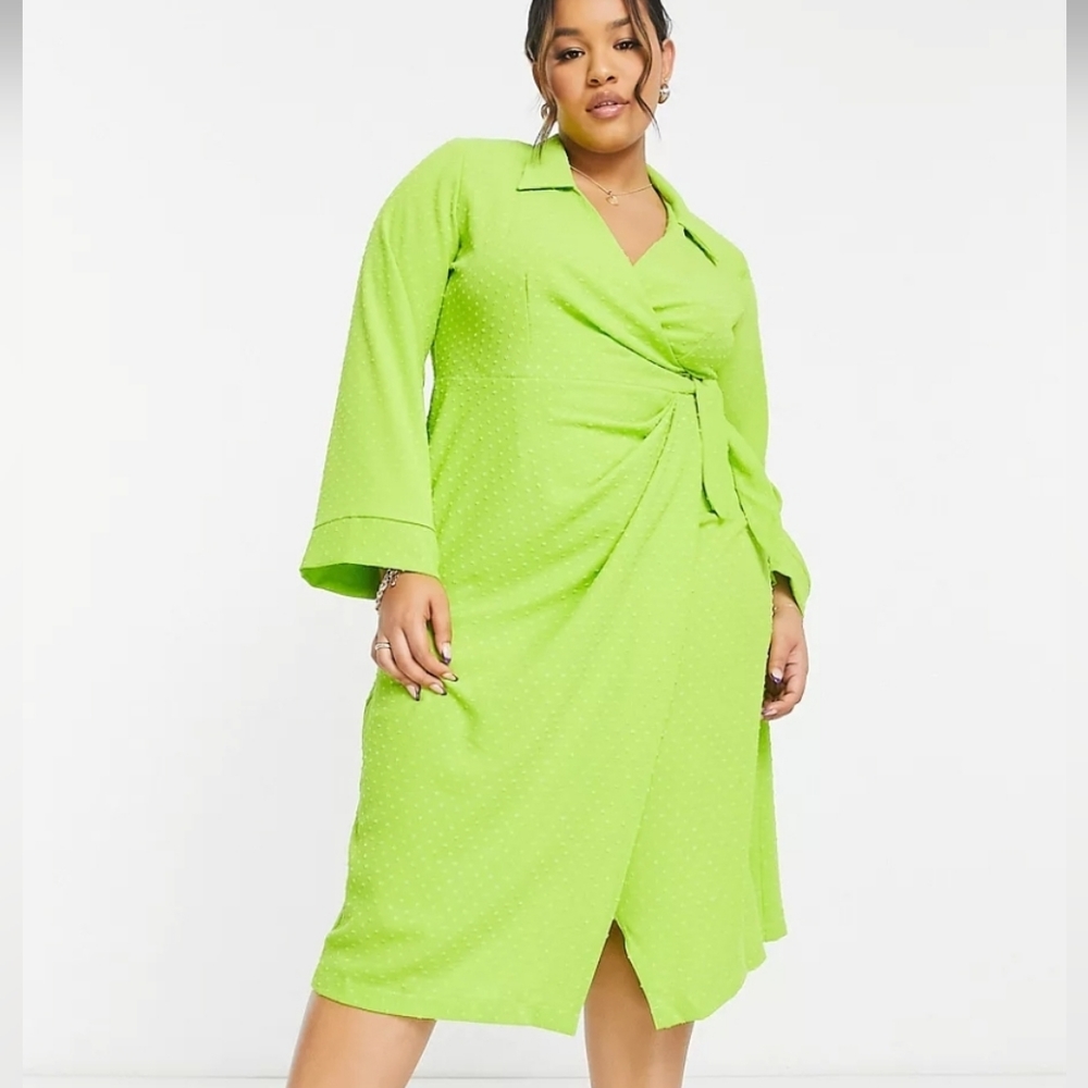 NEVER BEEN WORN. ASOS, Lime green dress, plus sized 20